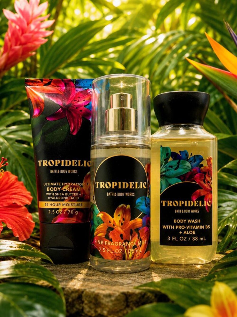 Bath and Body Works Tropidelic Body Cream, Mist, and Body Wash 3pc Set
